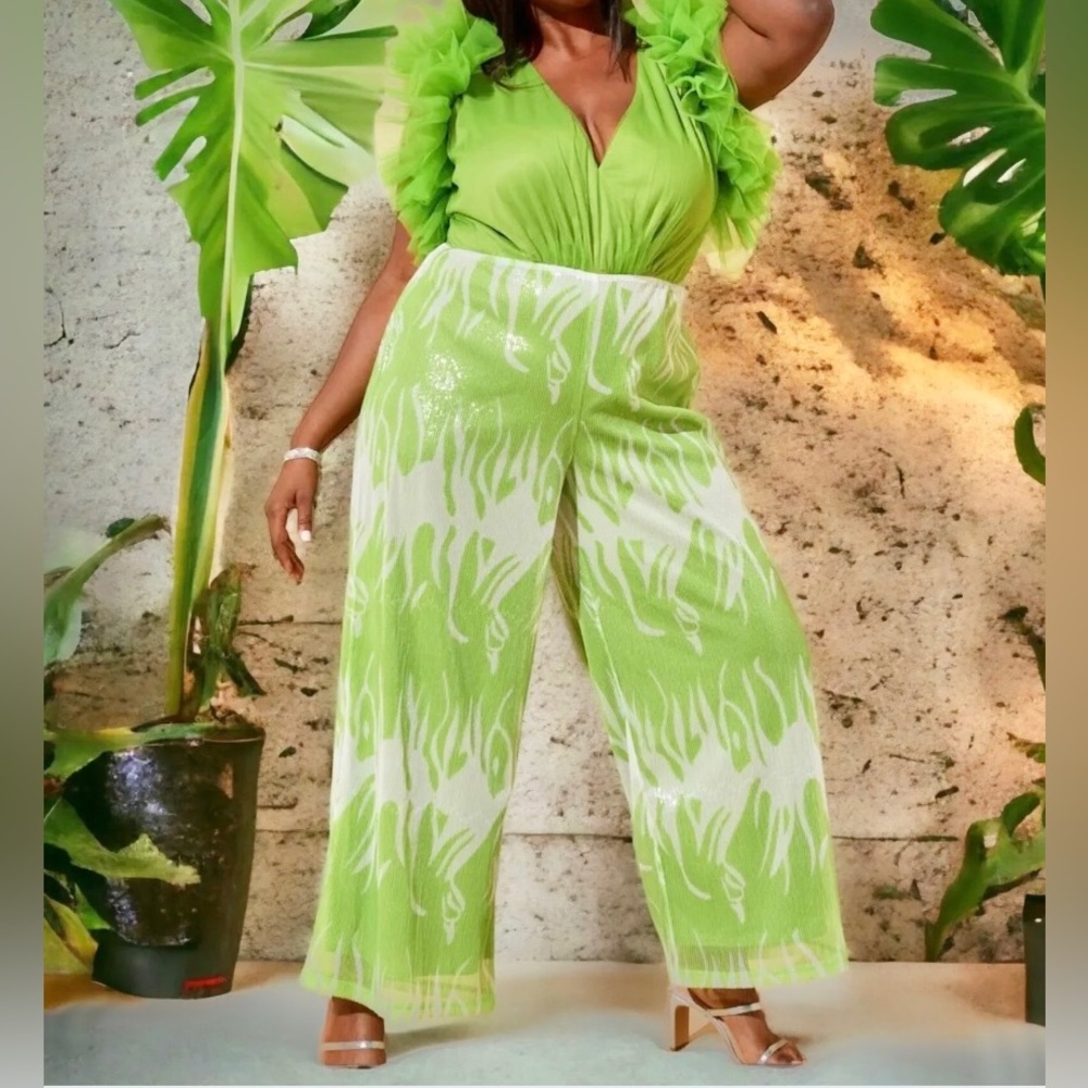 Wide Leg Mesh Top Jumpsuit